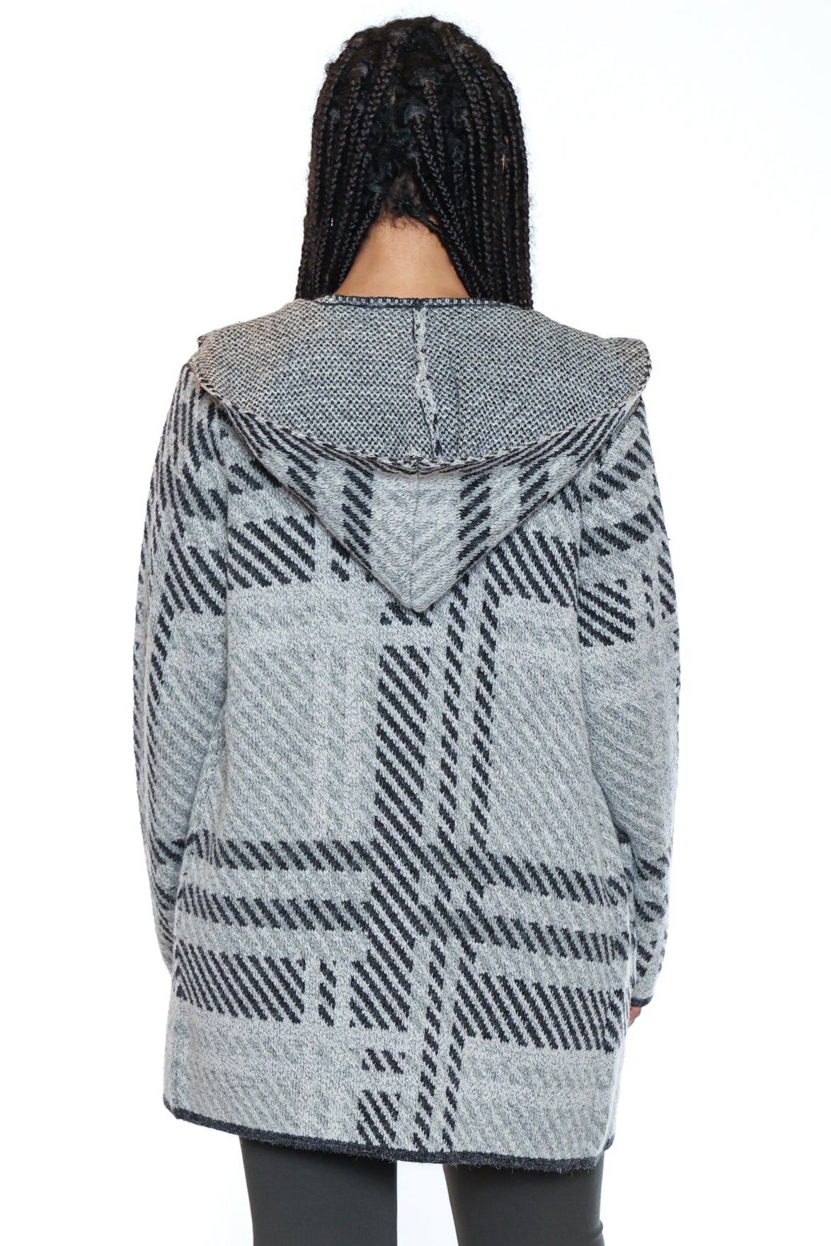 Patterned Hooded Cardigan