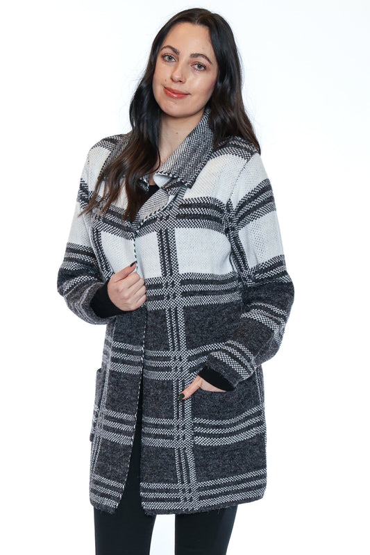 Plaid Knit Cardigan