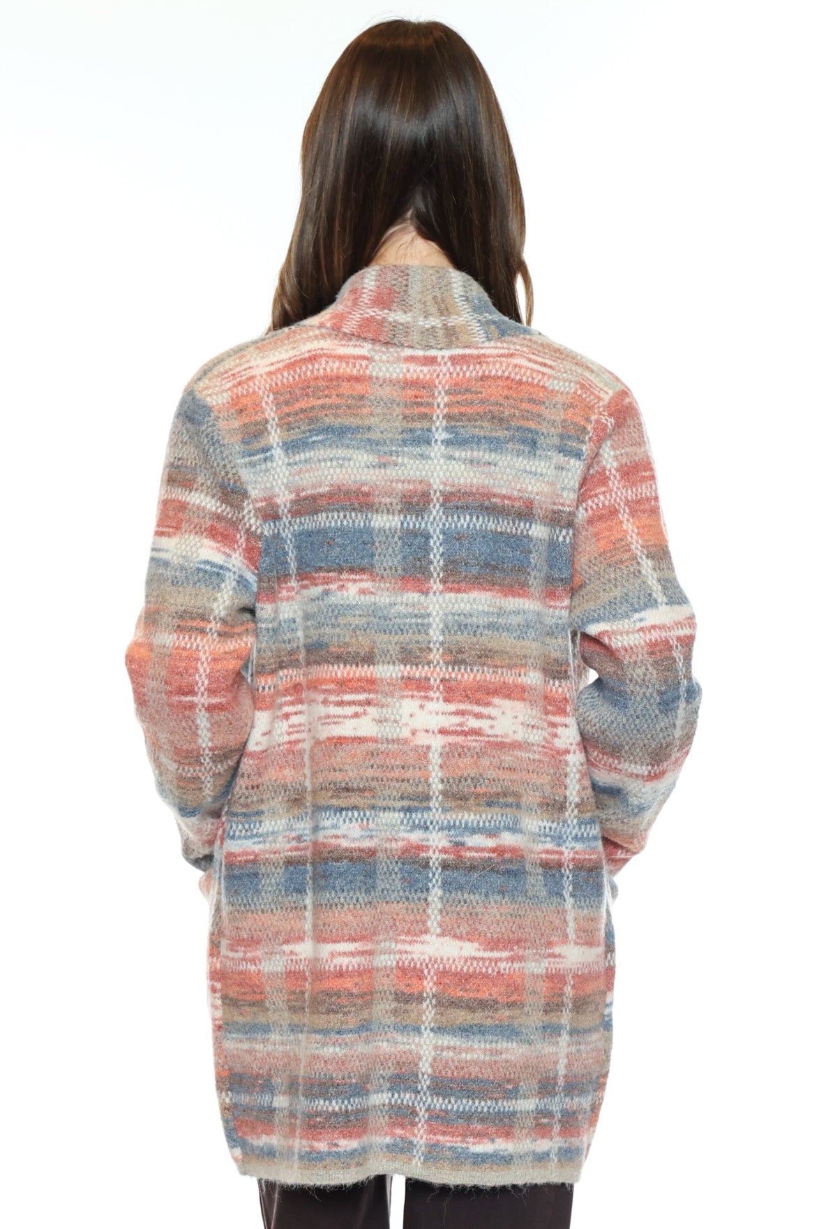 Cozy Multi-Colour Plaid Longline Cardigan