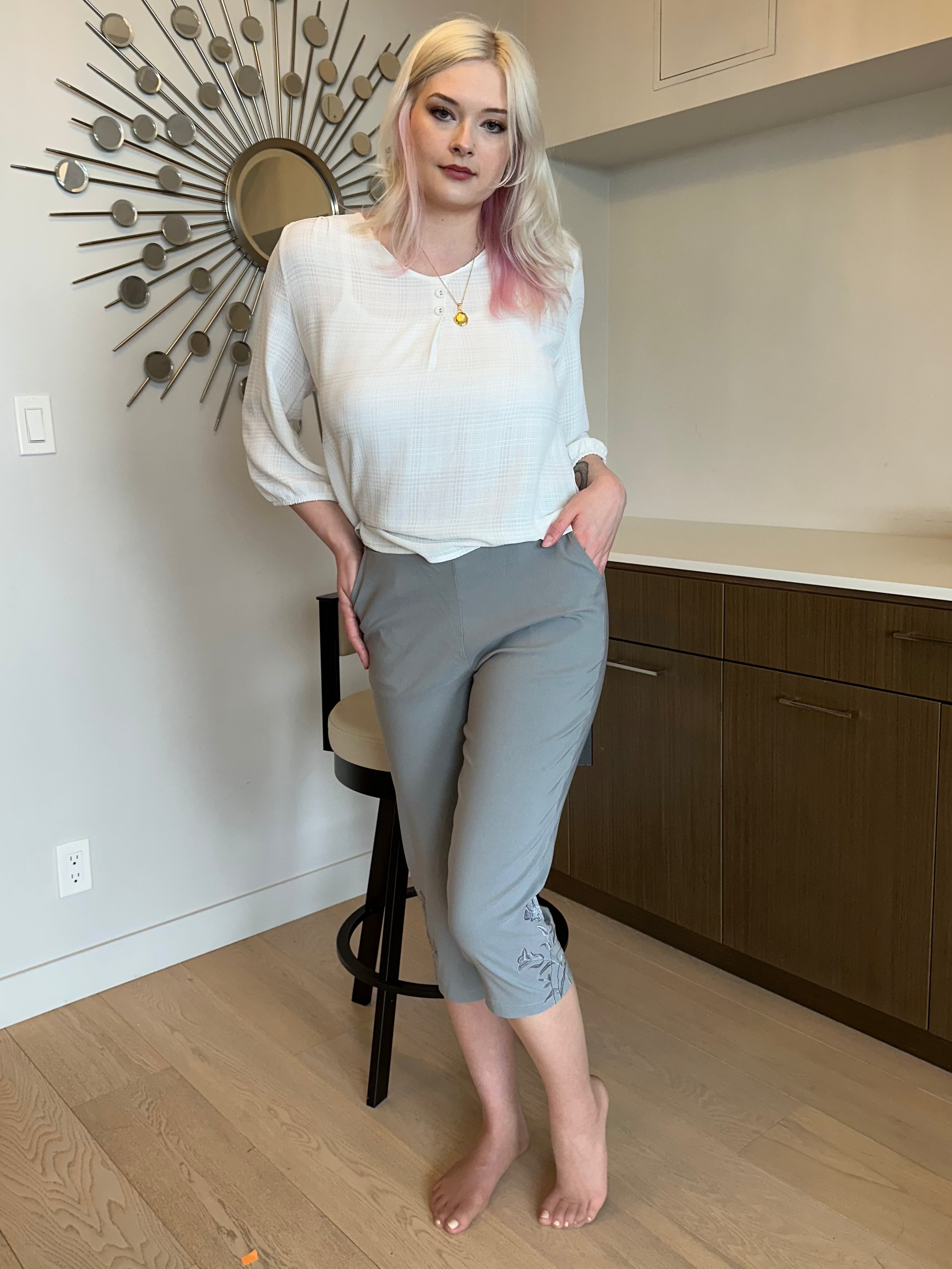 Embroidered Capri Pants