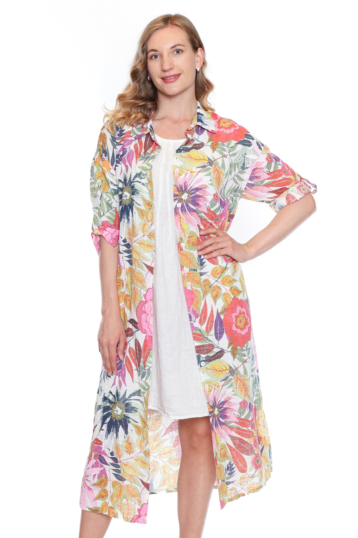 Printed Button-Down Shirt Dress