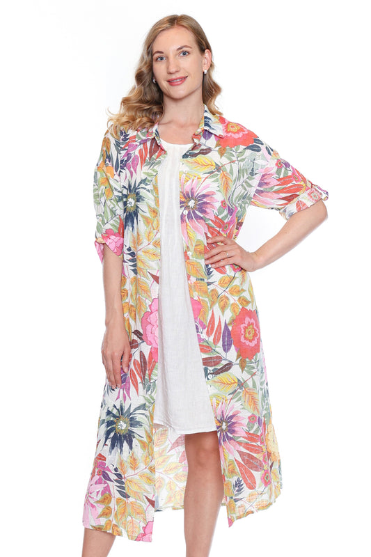 Printed Button-Down Shirt Dress