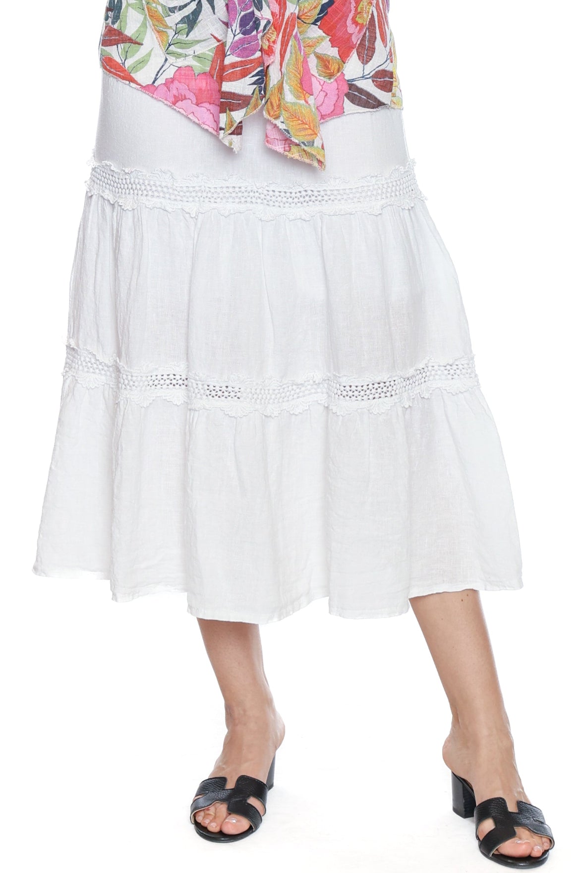 Linen Tiered Midi Skirt