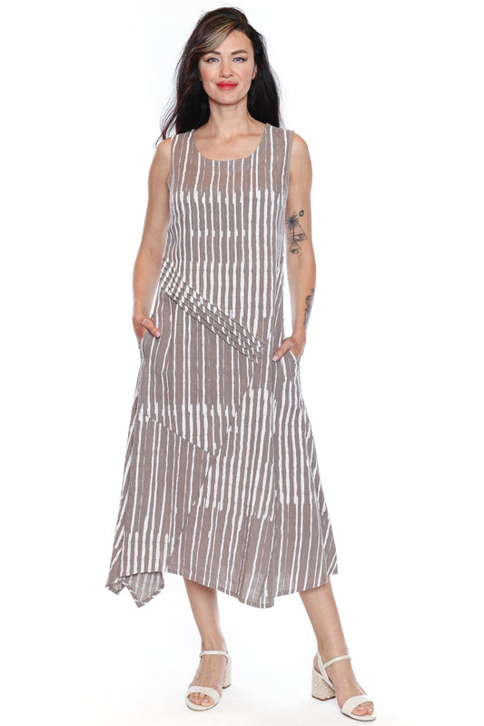 Striped Linen Midi Dress