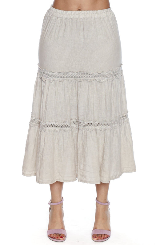 Linen Tiered Midi Skirt