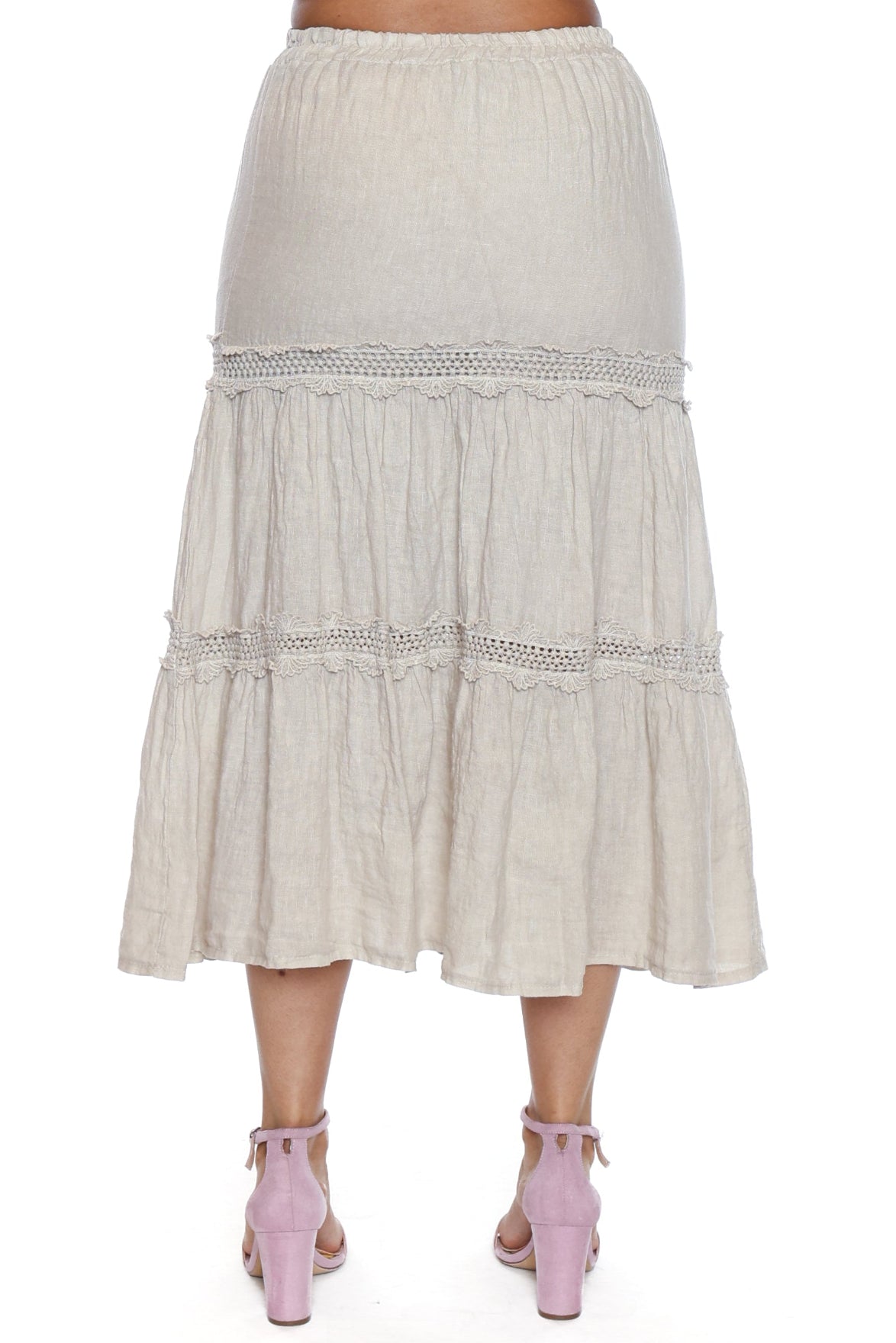 Linen Tiered Midi Skirt