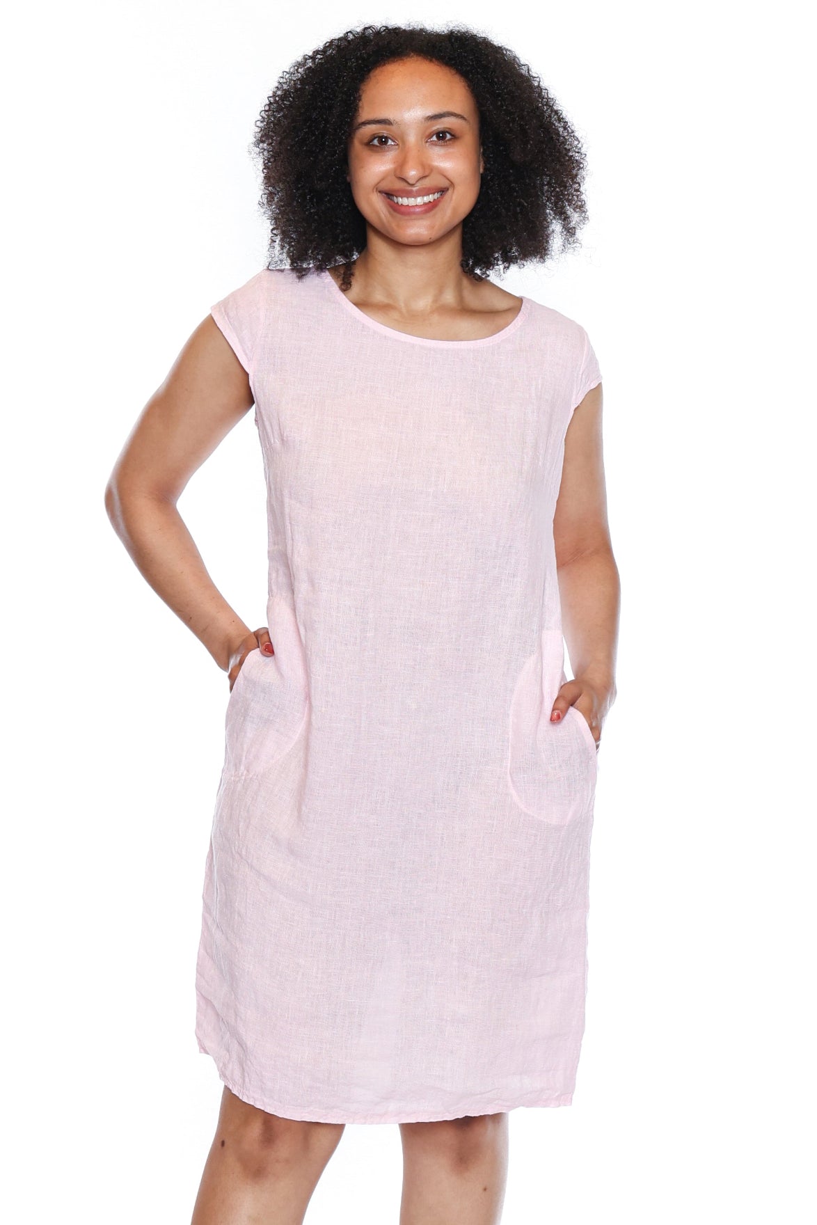 Linen Cap Sleeve Pocket Dress