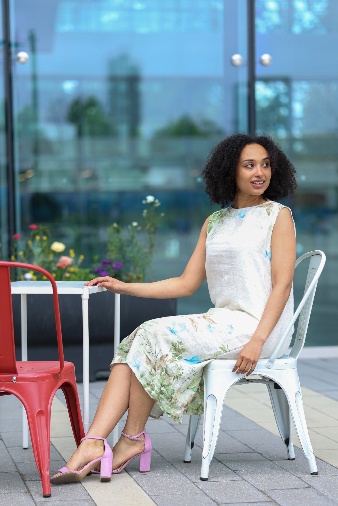 Floral Linen Midi Dress
