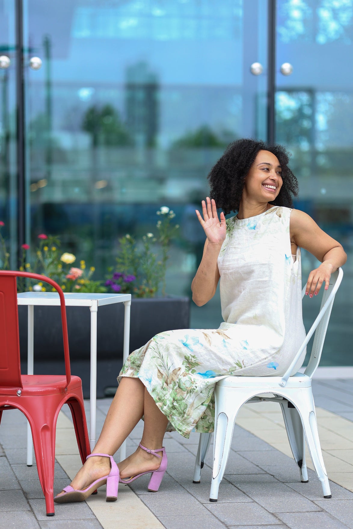Floral Linen Midi Dress