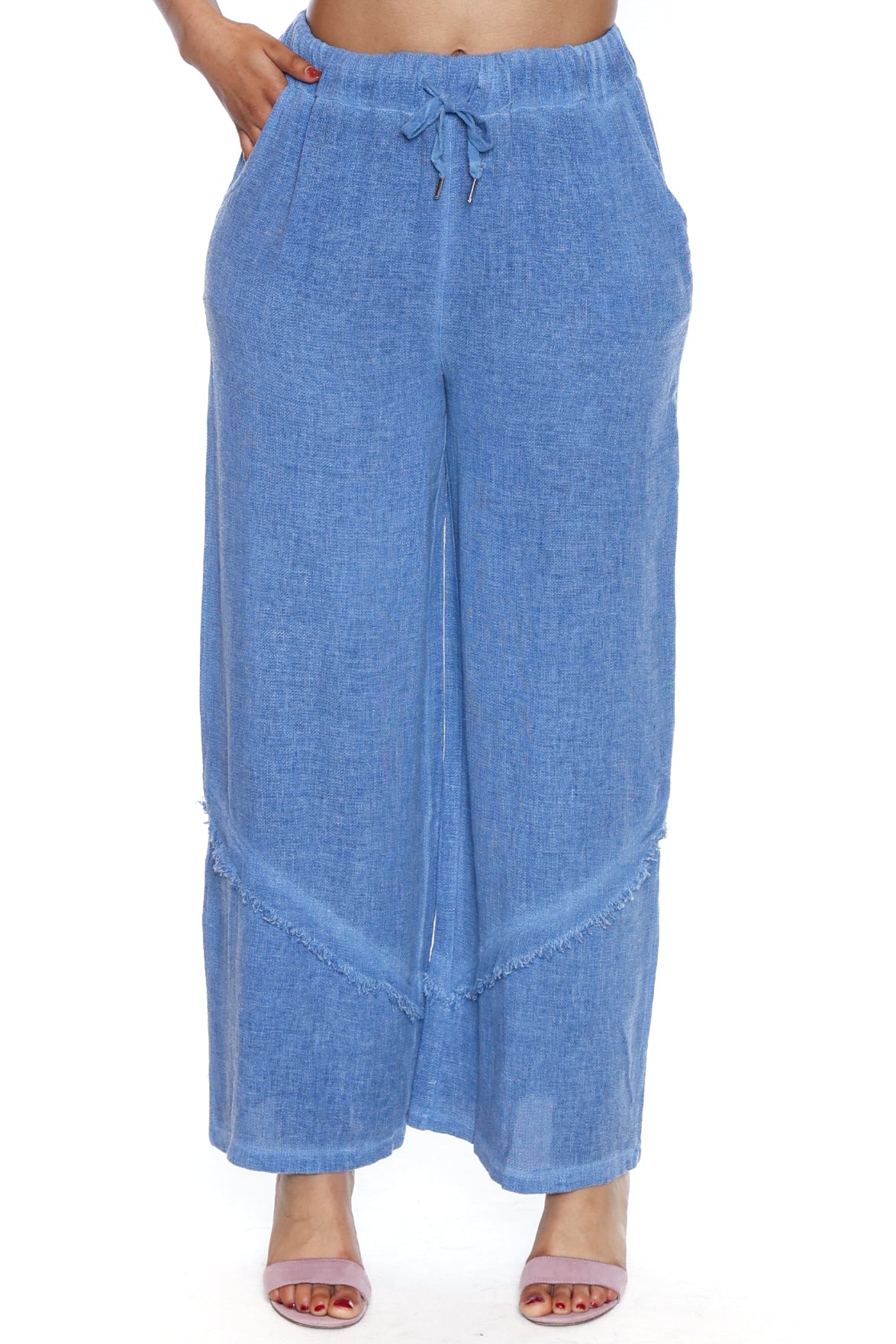 Linen Blend Wide-Leg Pants