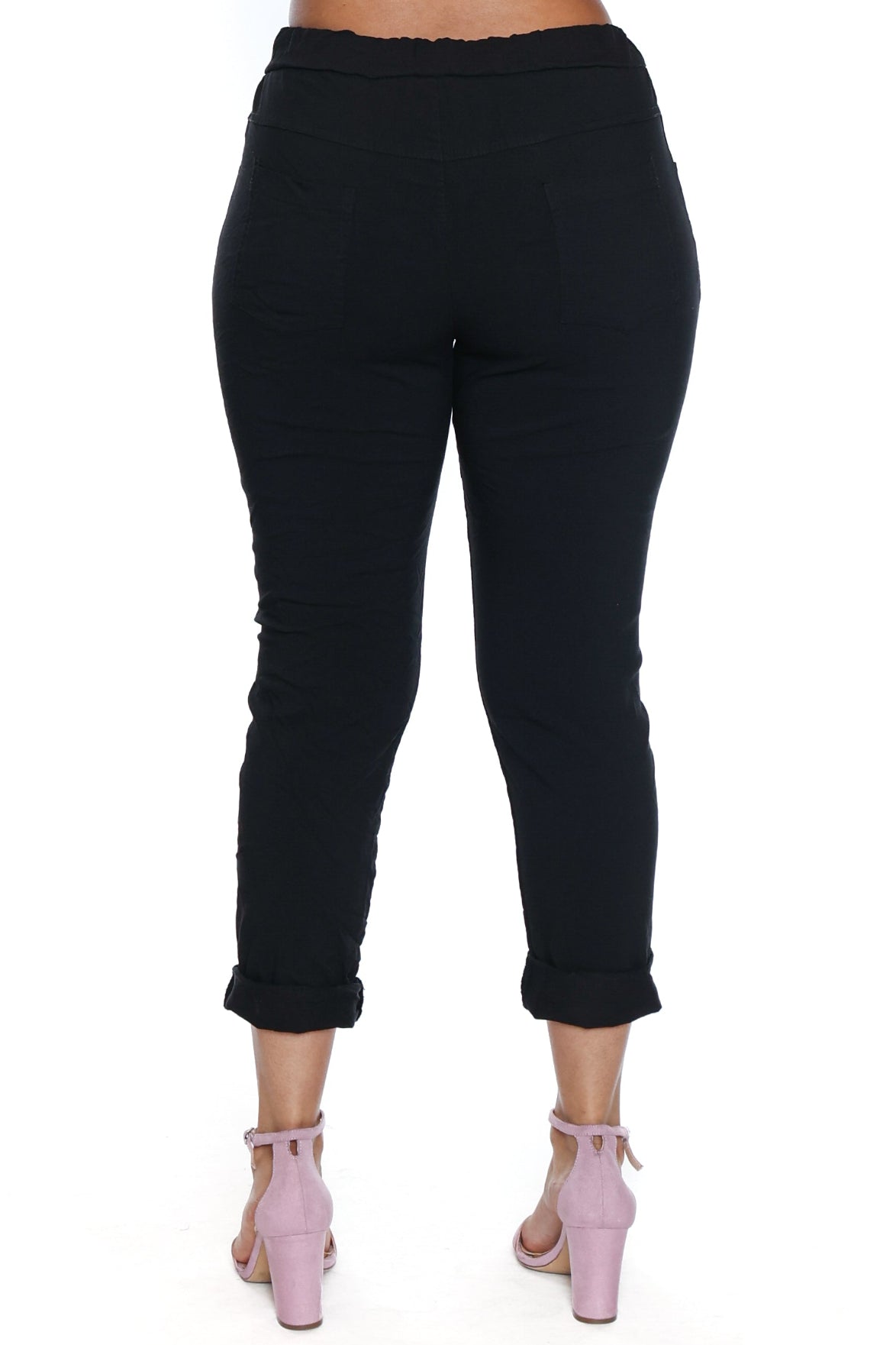 Embroidered Pull-On Ankle Pants