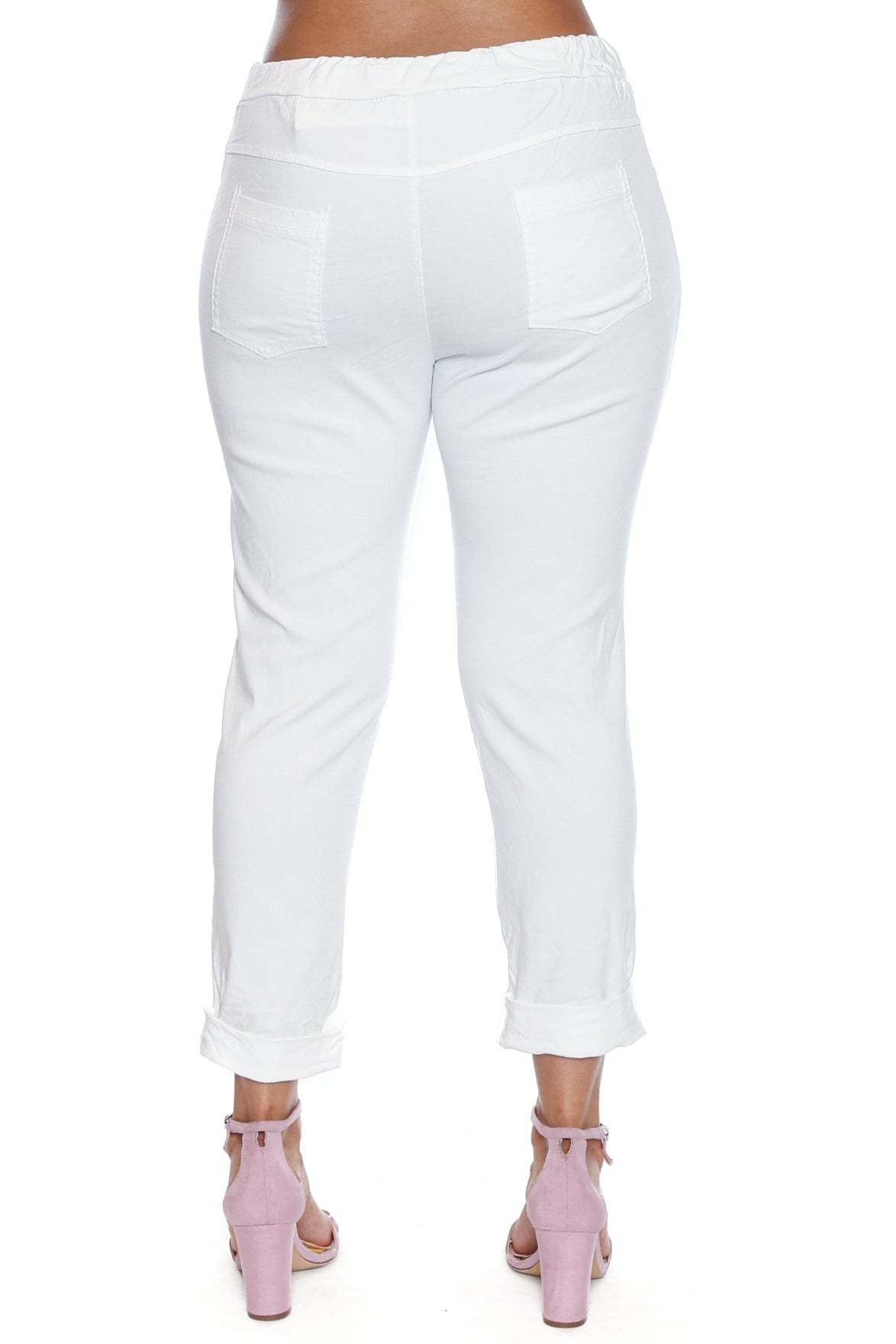Embroidered Pull-On Ankle Pants