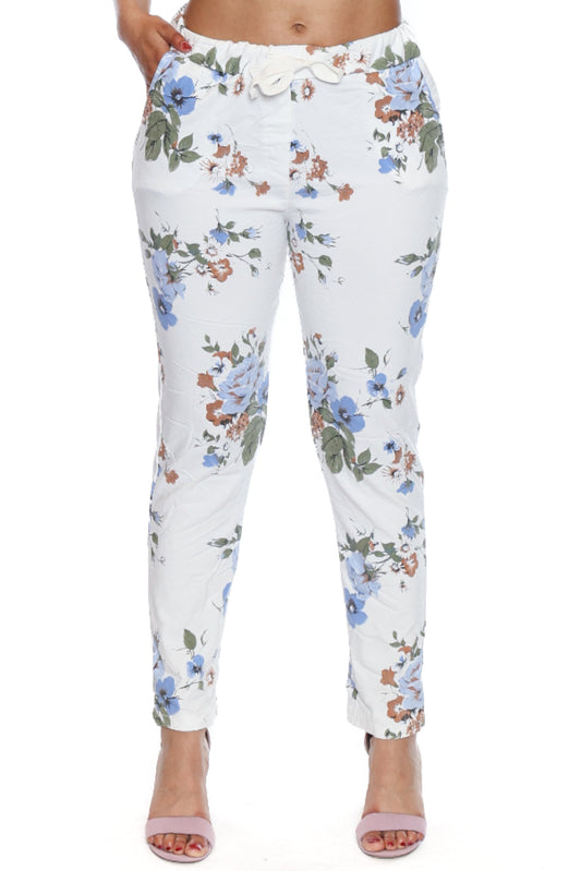 Floral Print Pull-On Pants