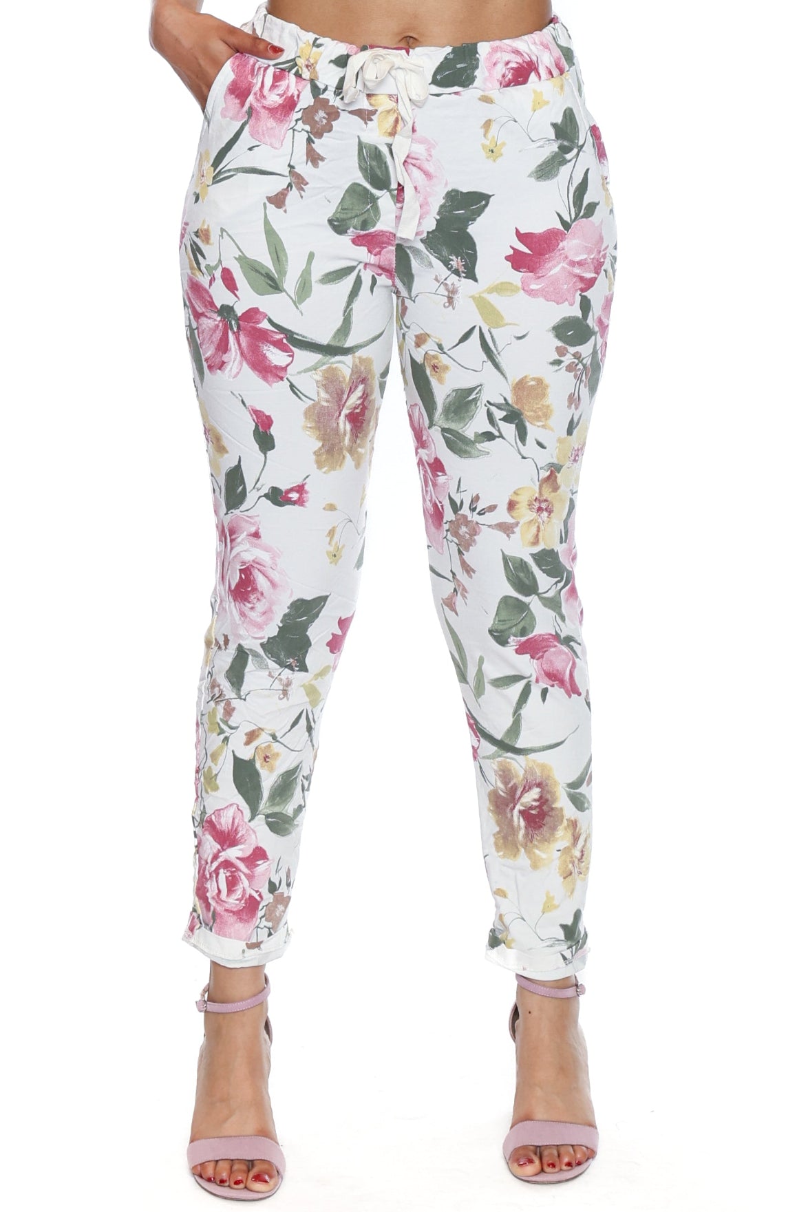 Floral Print Pull-On Pants