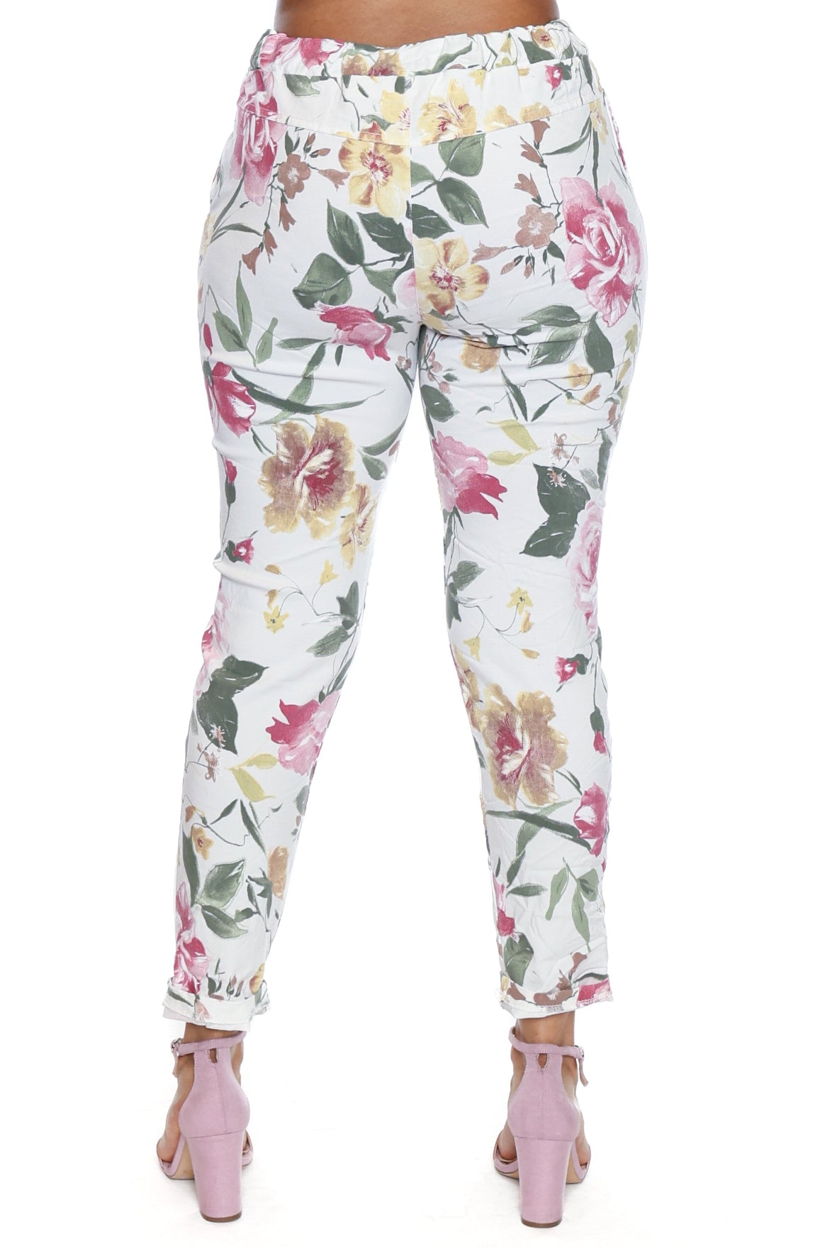 Floral Print Pull-On Pants