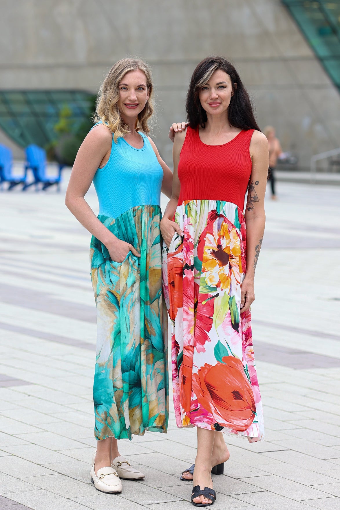 Tropical Contrast Maxi Dress
