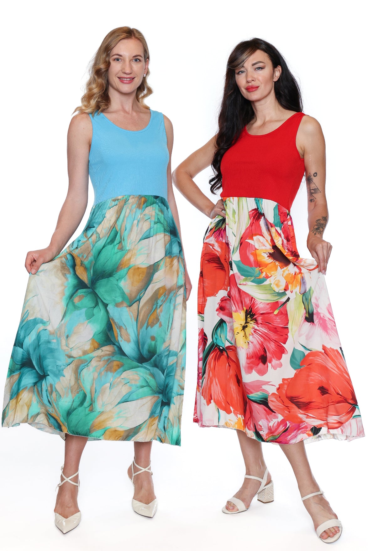 Tropical Contrast Maxi Dress