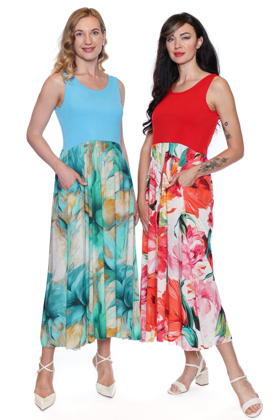 Tropical Contrast Maxi Dress