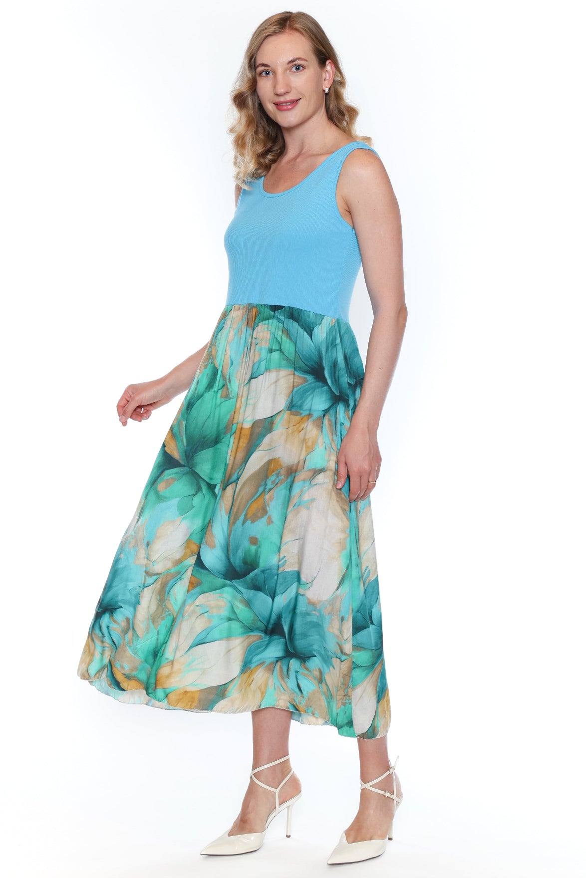 Tropical Contrast Maxi Dress