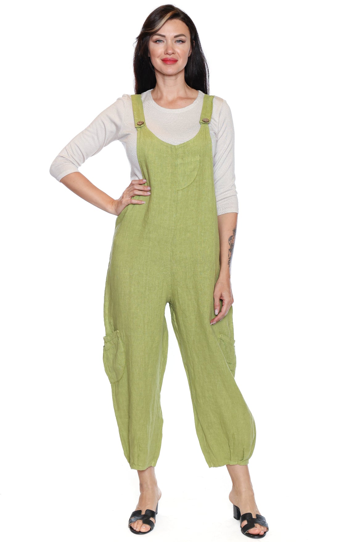 Linen Utility Jumpsuit with Adjustable Straps