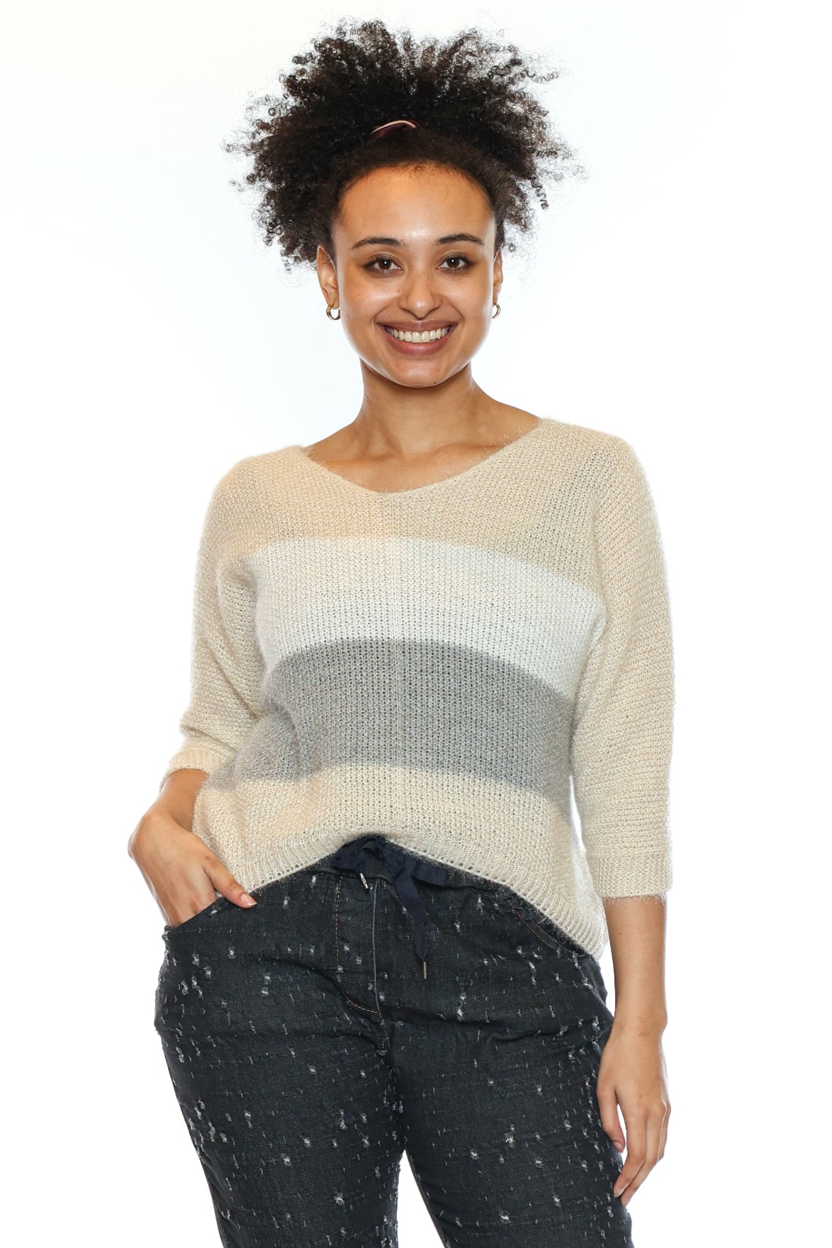 Colour Block Relaxed Knit Sweater