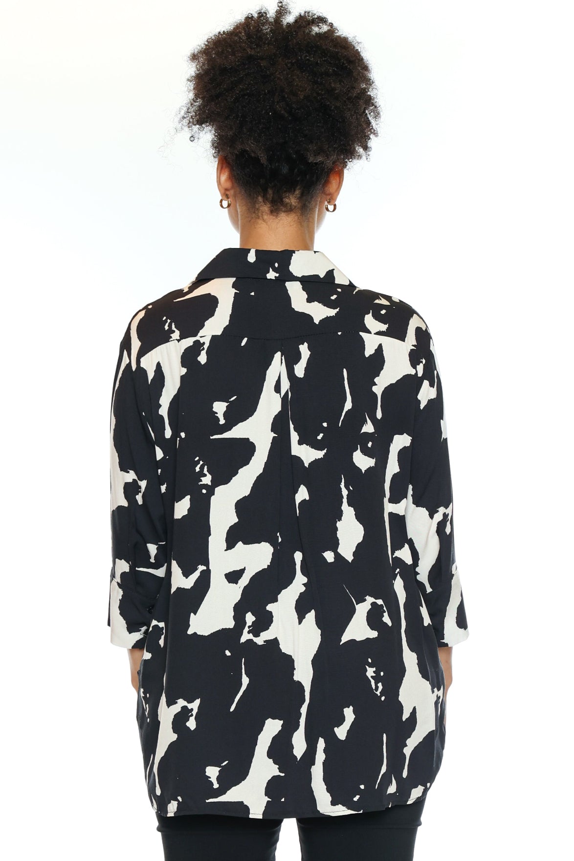 Abstract Print Button-Up Blouse