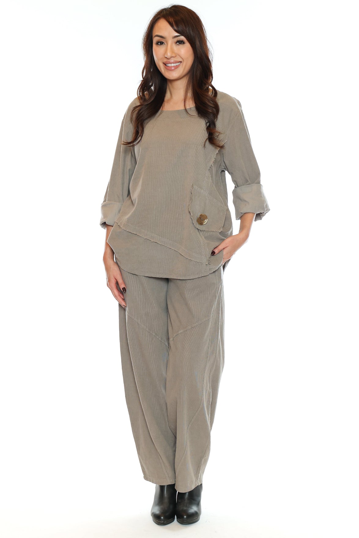 Textured Cotton Relaxed Pant