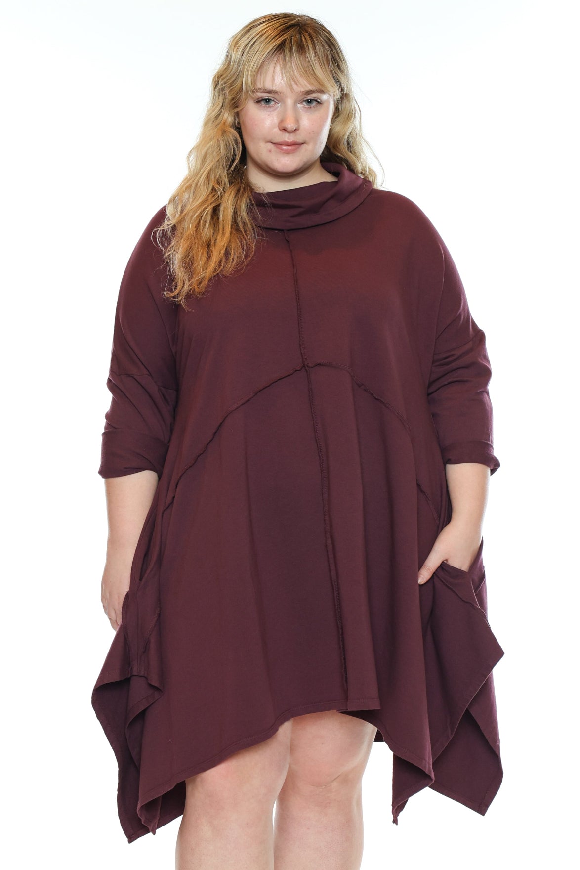 Cowl Neck Handkerchief Hem Dress