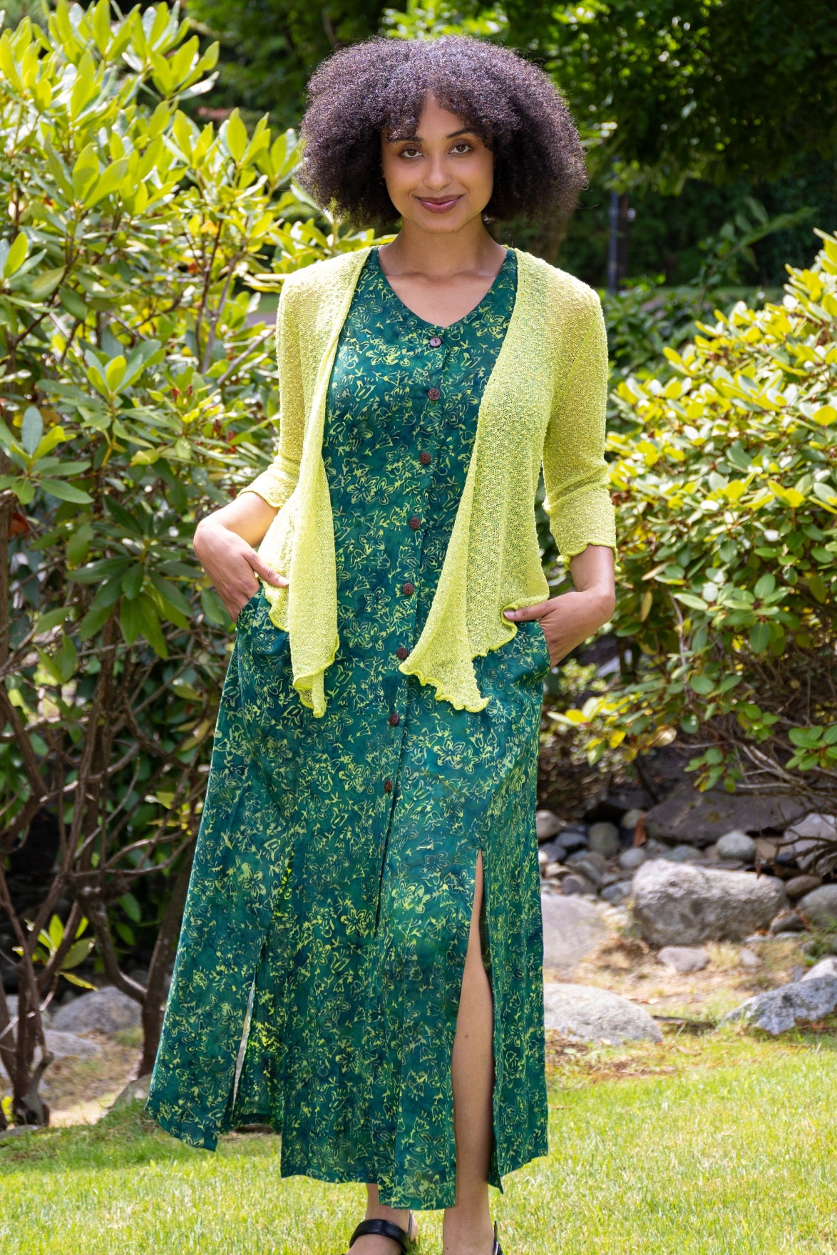 Button-Front Floral Maxi Dress