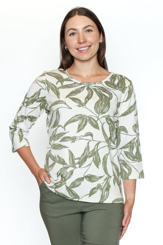 Printed Cotton 3/4 Sleeve Top