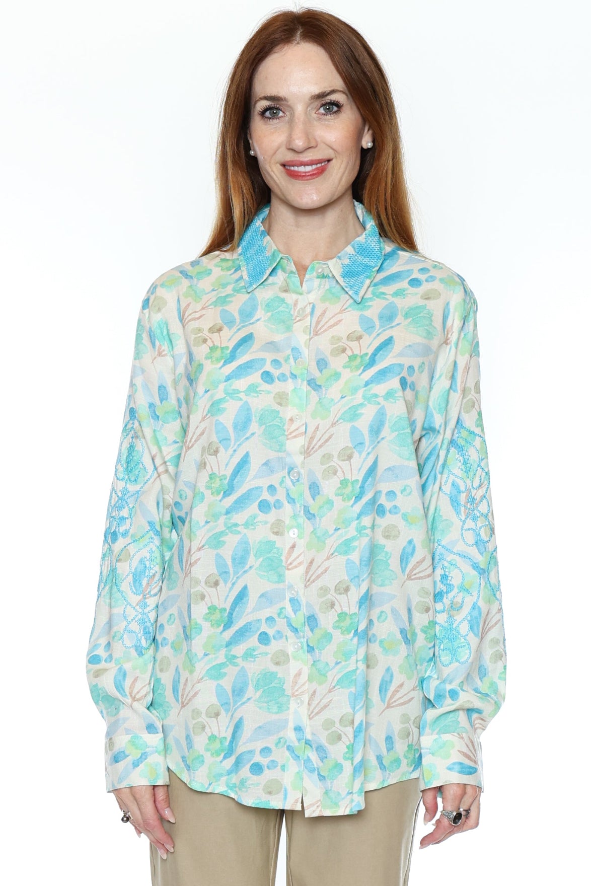 Button Front Floral Shirt