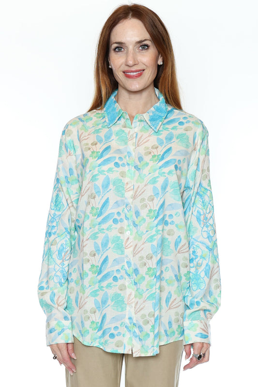Button Front Floral Shirt