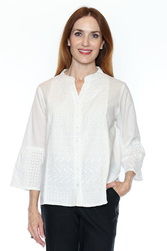 Romantic Eyelet Cotton Blouse