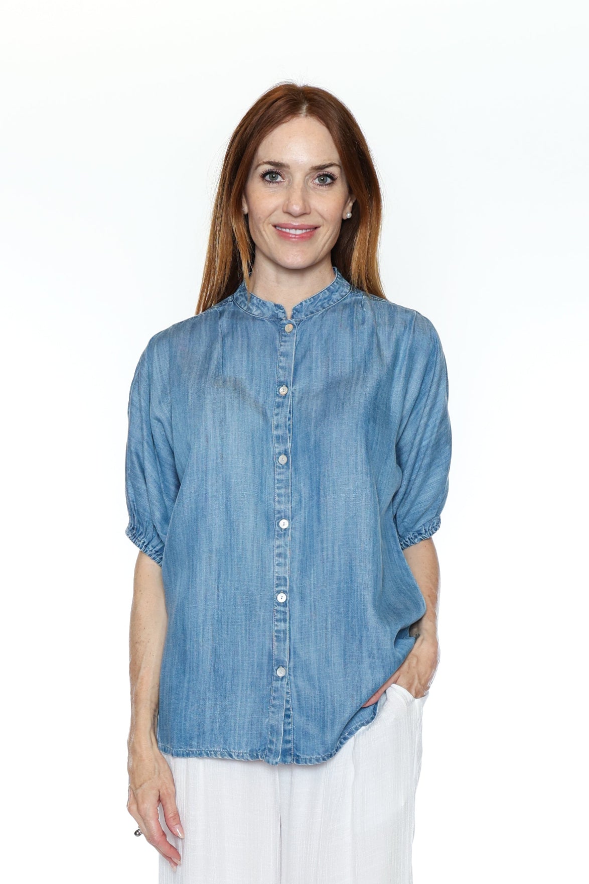 Button-Front Lyocell Top