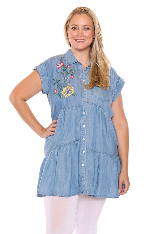 Garden Stitch Chambray Tunic