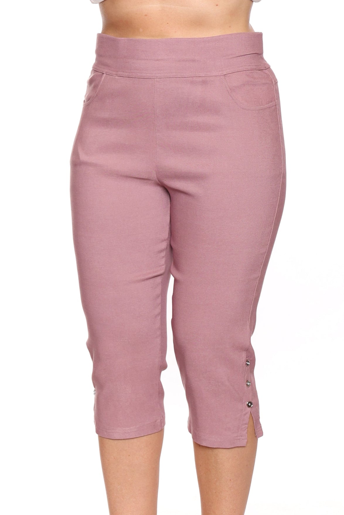 Lyra Button-Hem Capri Pants