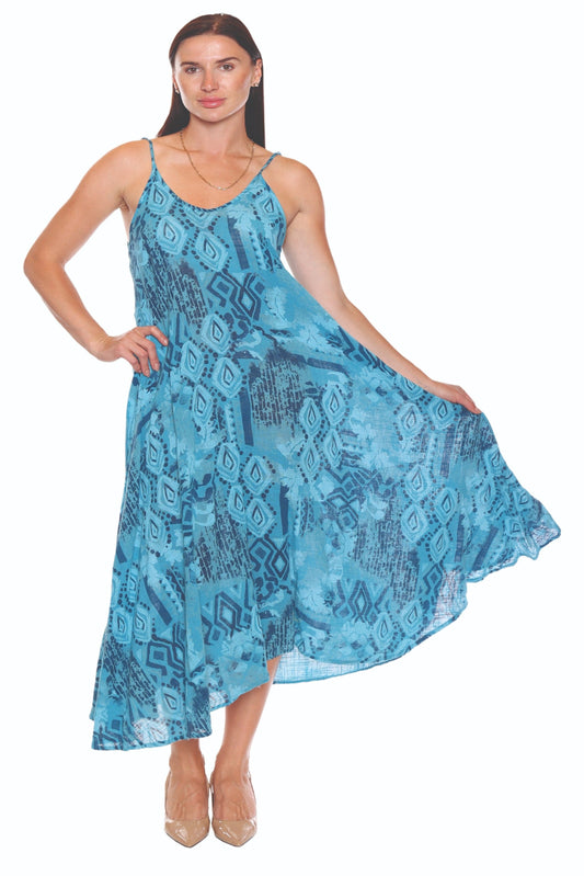 Turquoise Printed Maxi Dress