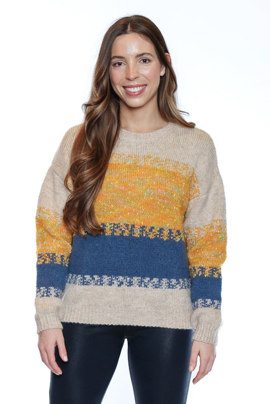 Colorblock Textured Knit Sweater