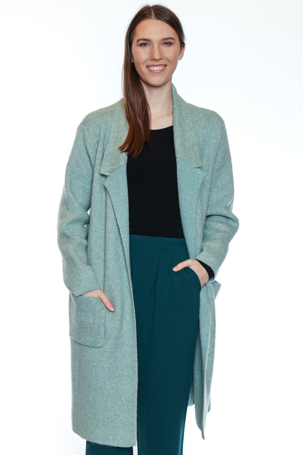 Textured Open-Front Coat