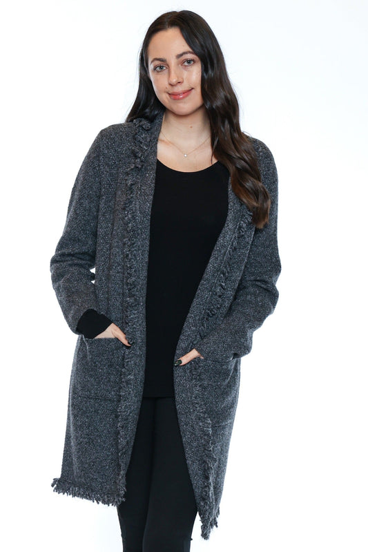 Textured Knit Long Cardigan