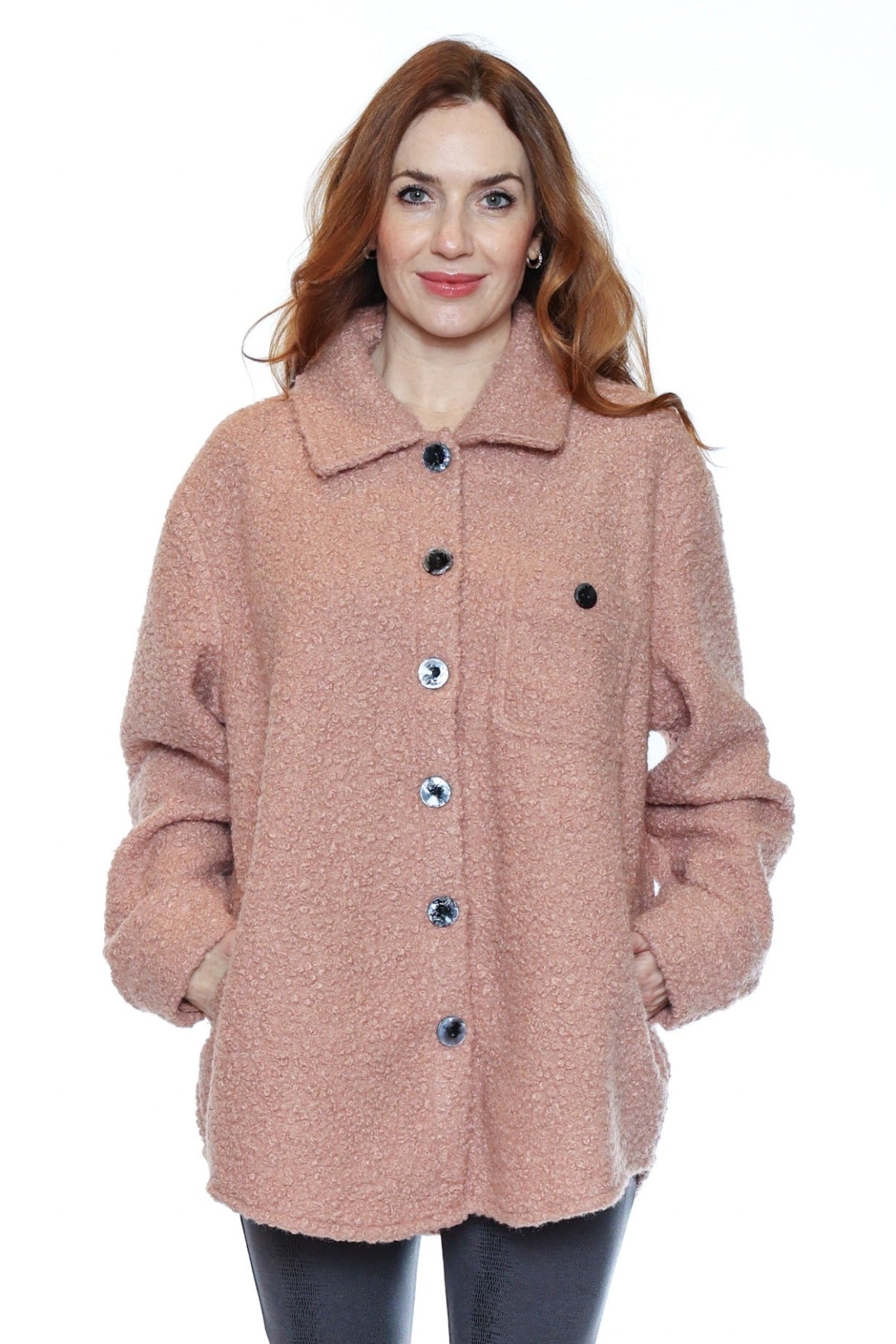 Boucle Button-Front Overshirt