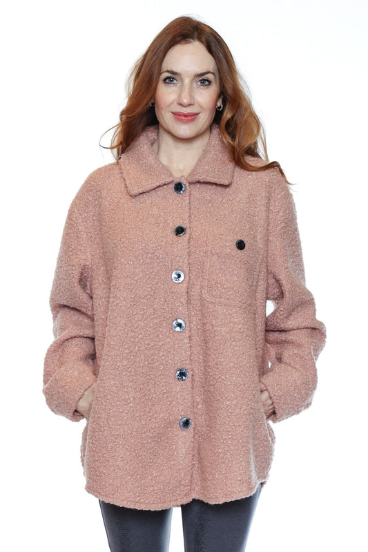 Boucle Button-Front Overshirt