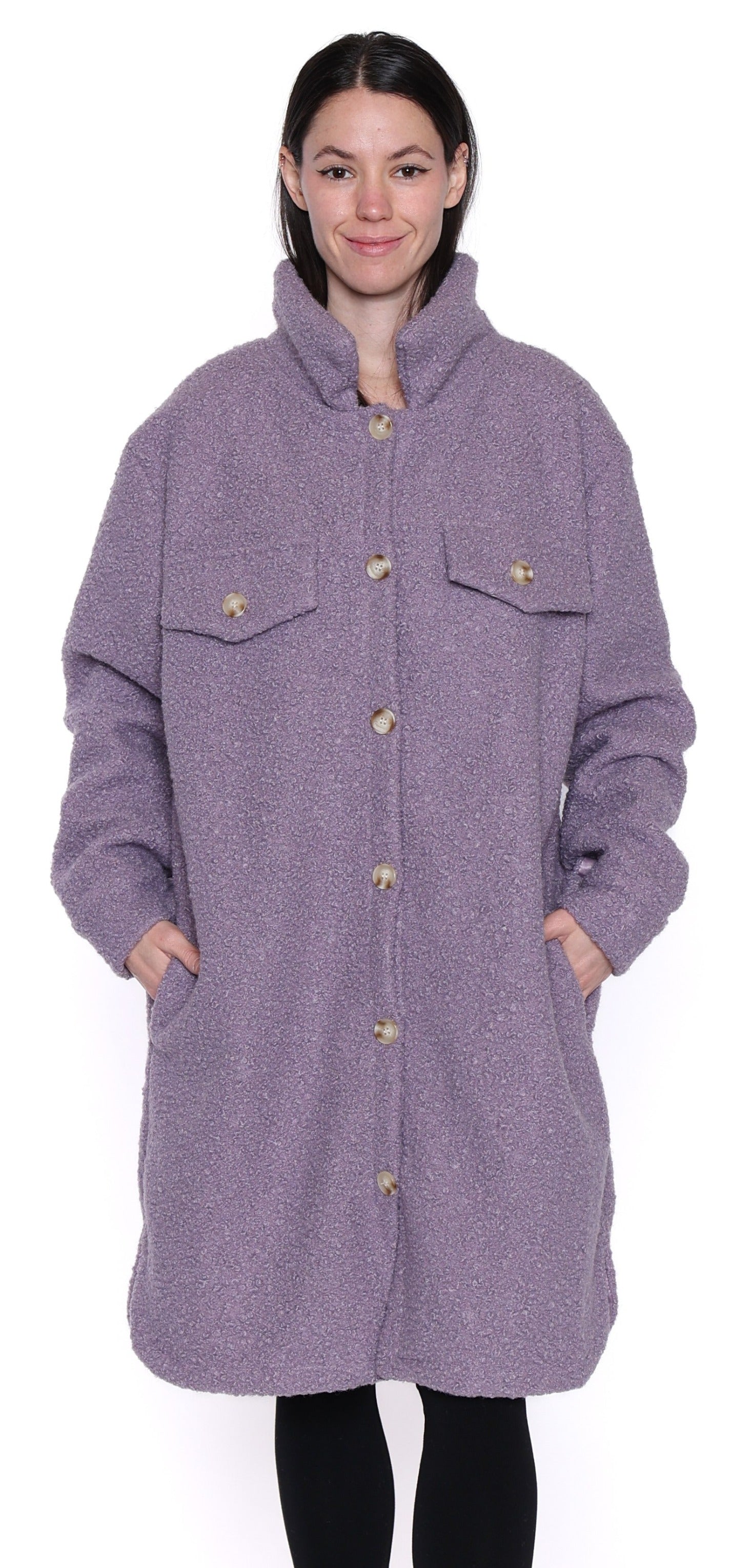 Textured Button-Up Coat