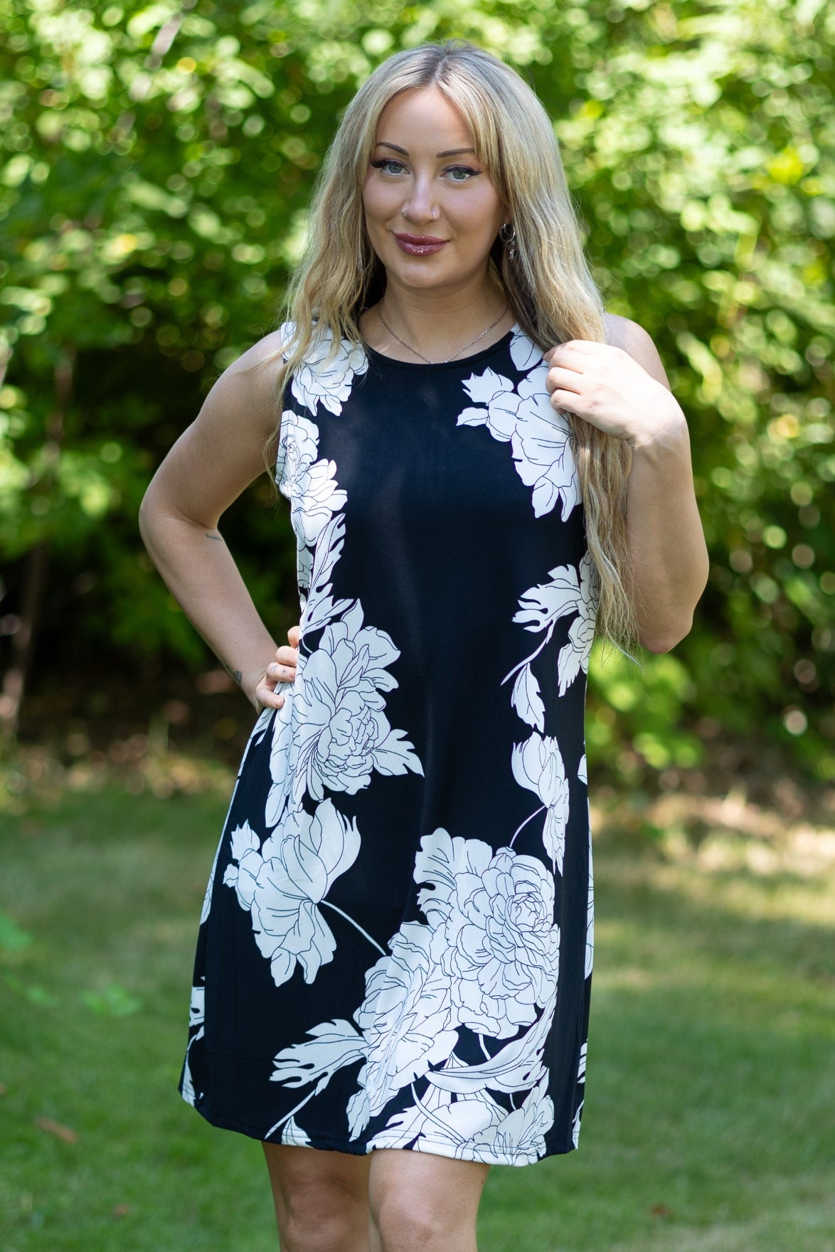 Sleeveless Floral A-Line Dress