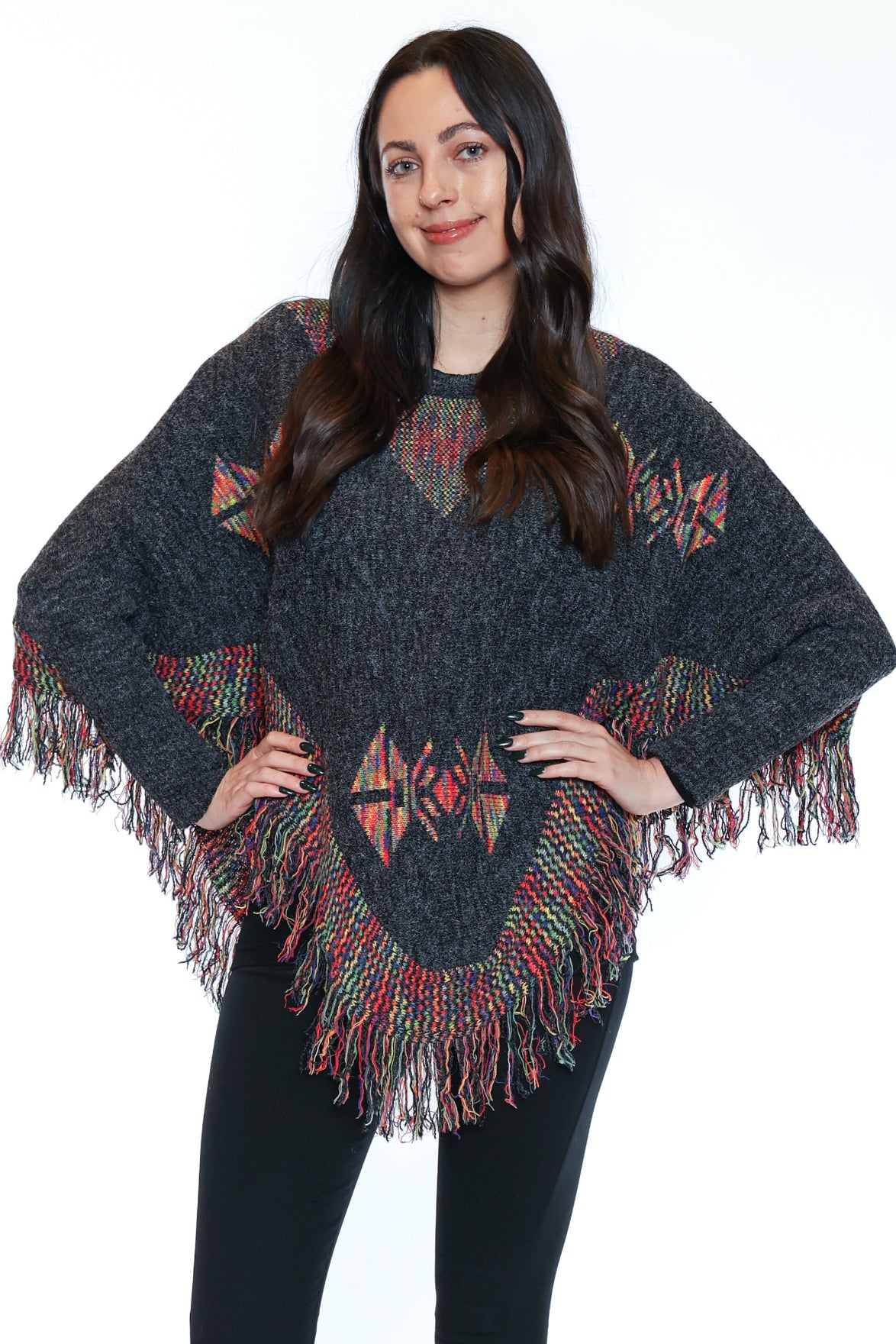 Fringed Knit Poncho