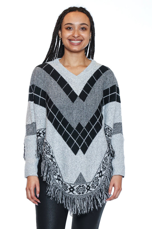 Cozy Fringe Knit Poncho