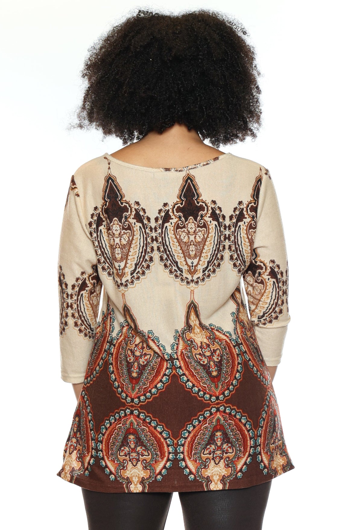Baroque Print 3/4 Sleeve Top