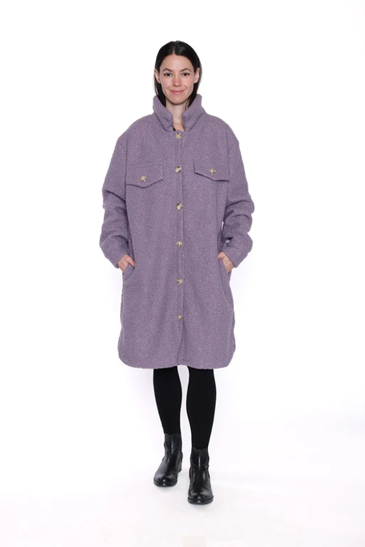 Textured Button-Up Coat