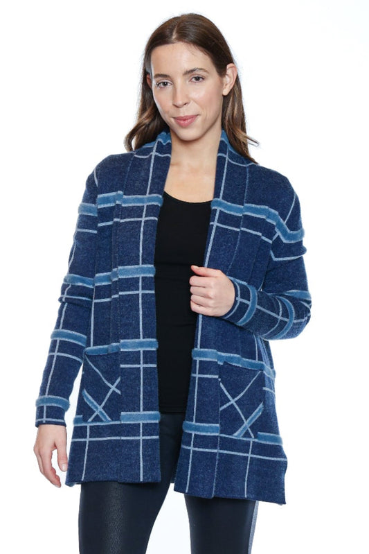 Plaid Open Front Cardigan