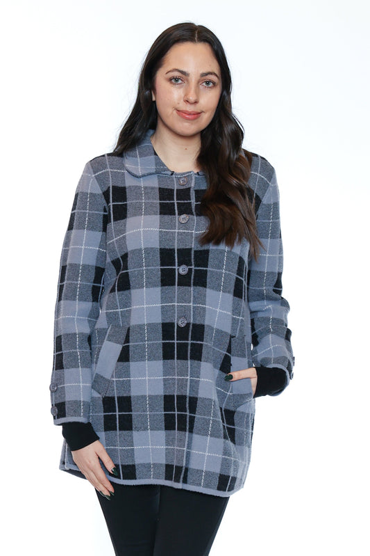 Plaid Button-Front Coat